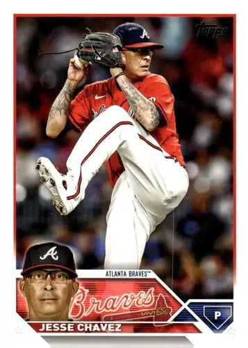 Baseball card from 2023 Topps Update Series featuring Jesse Chavez Near Mint Braves