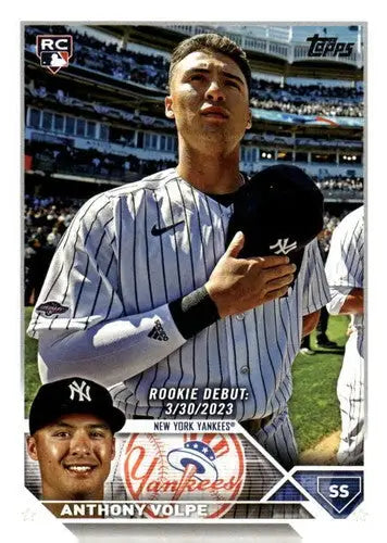 Anthony Volpe rookie baseball card from 2023 Topps Update Series in near mint condition