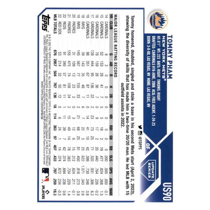 2023 Topps Update Series #US90 Tommy Pham NM-MT New York Mets Baseball Card - Baseball Card