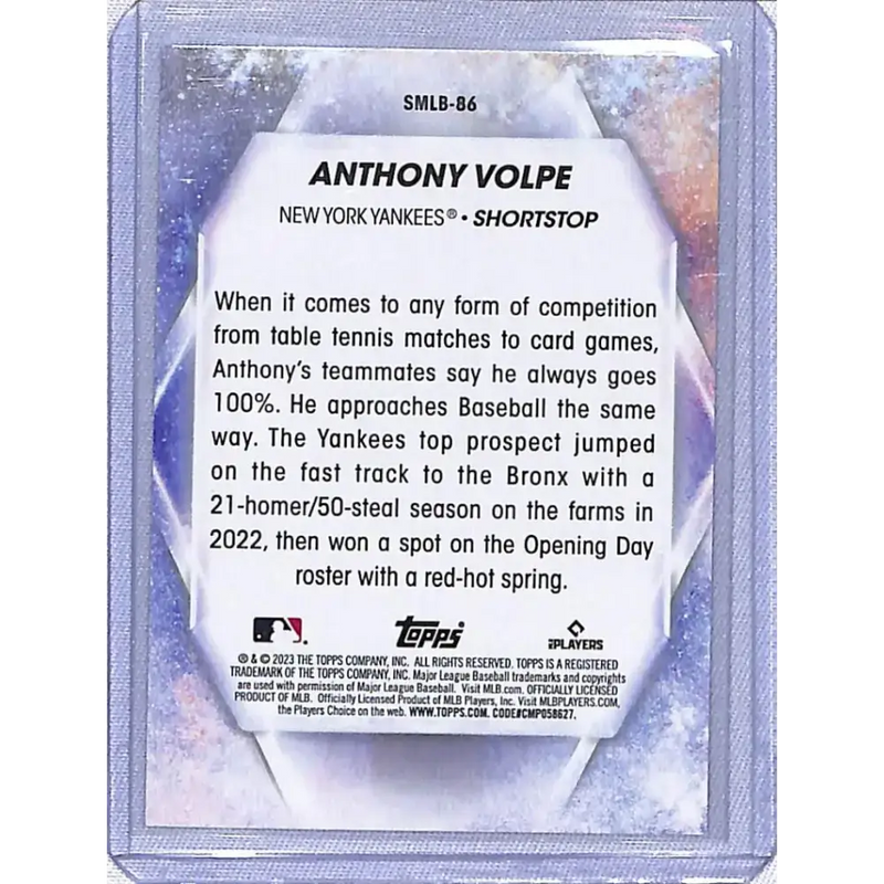 2023 Topps Update #SMLB-86 Anthony Volpe NM-MT RC Rookie New York Yankees - Baseball Card Single