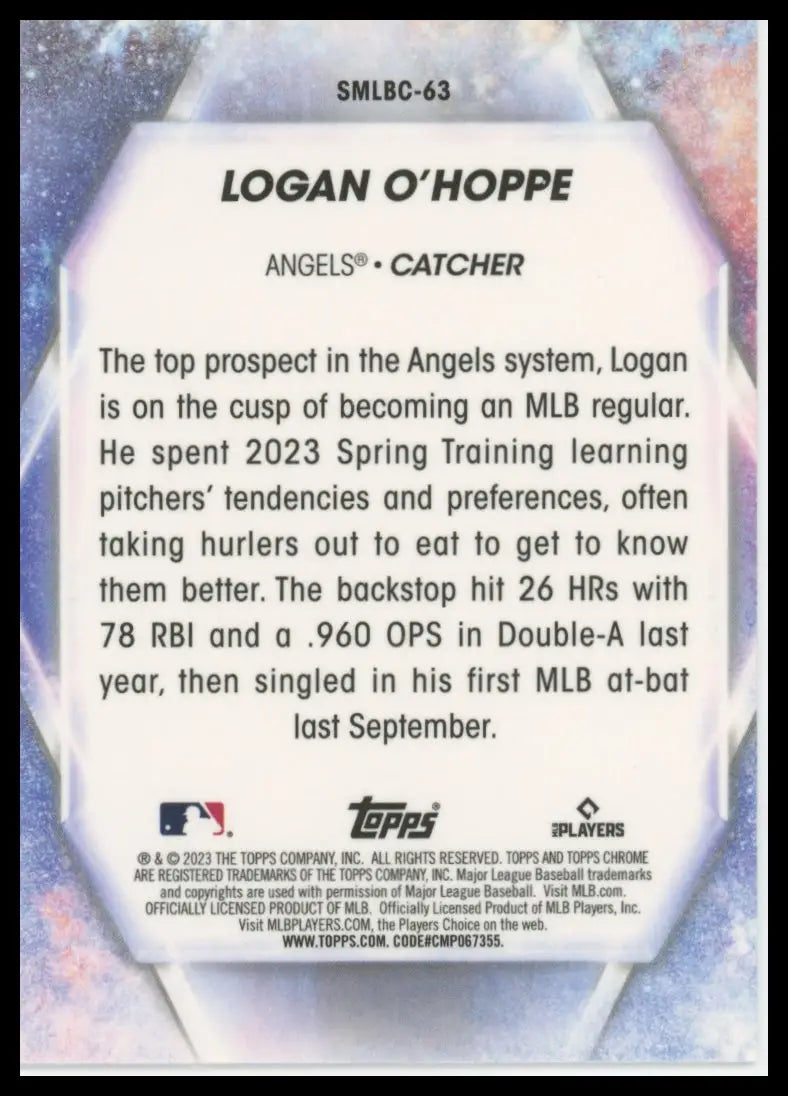 2023 Topps Update - Stars of MLB Logan O’Hoppe SMLB-63 Los Angeles Angels NM - Baseball Card Single