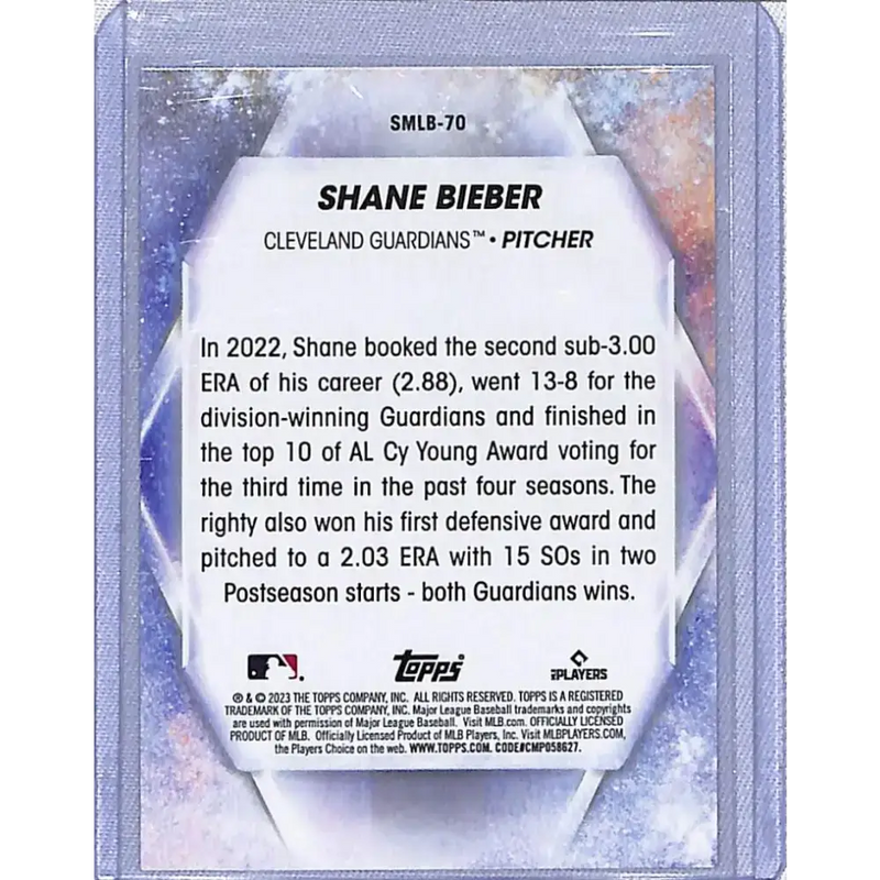 2023 Topps Update Stars of MLB #SMLB-70 Shane Bieber NM-MT Cleveland Guardians - Baseball Card Single