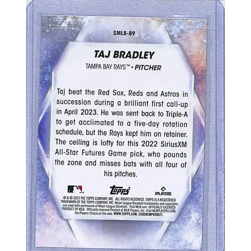 2023 Topps Update Stars of MLB #SMLB-89 Taj Bradley NM-MT RC Rookie Tampa Bay Rays - Baseball Card Single