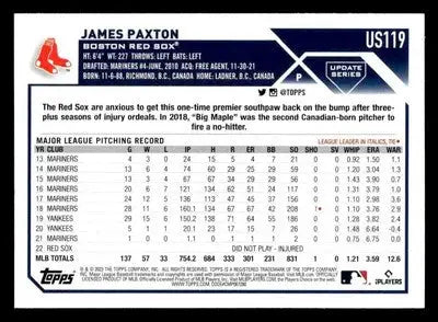 2023 Topps Update #US119 James Paxton - Baseball Card Single