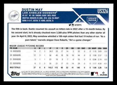 2023 Topps Update #US326 Dustin May - Baseball Card Single