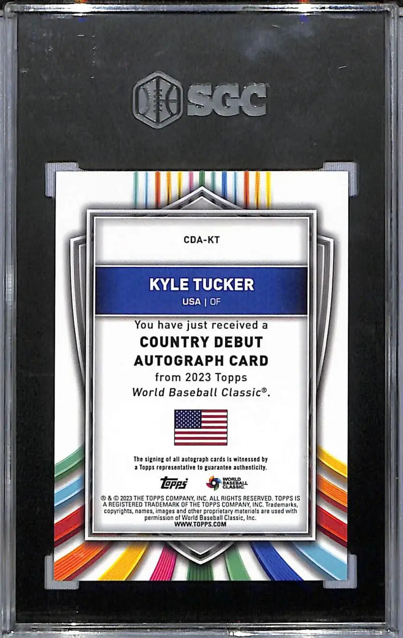 2023 Topps WBC Country Debut #CDA-KT Kyle Tucker SGC 9.5 MINT+ Auto 44/50 USA - Baseball Card Single