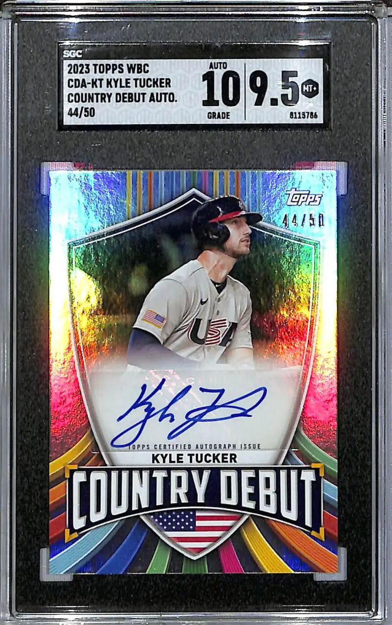 2023 Topps WBC Country Debut #CDA-KT Kyle Tucker SGC 9.5 MINT+ Auto 44/50 USA - Baseball Card Single