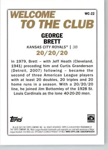 Original gloss George Brett baseball card from 2023 Topps Welcome to the Club series