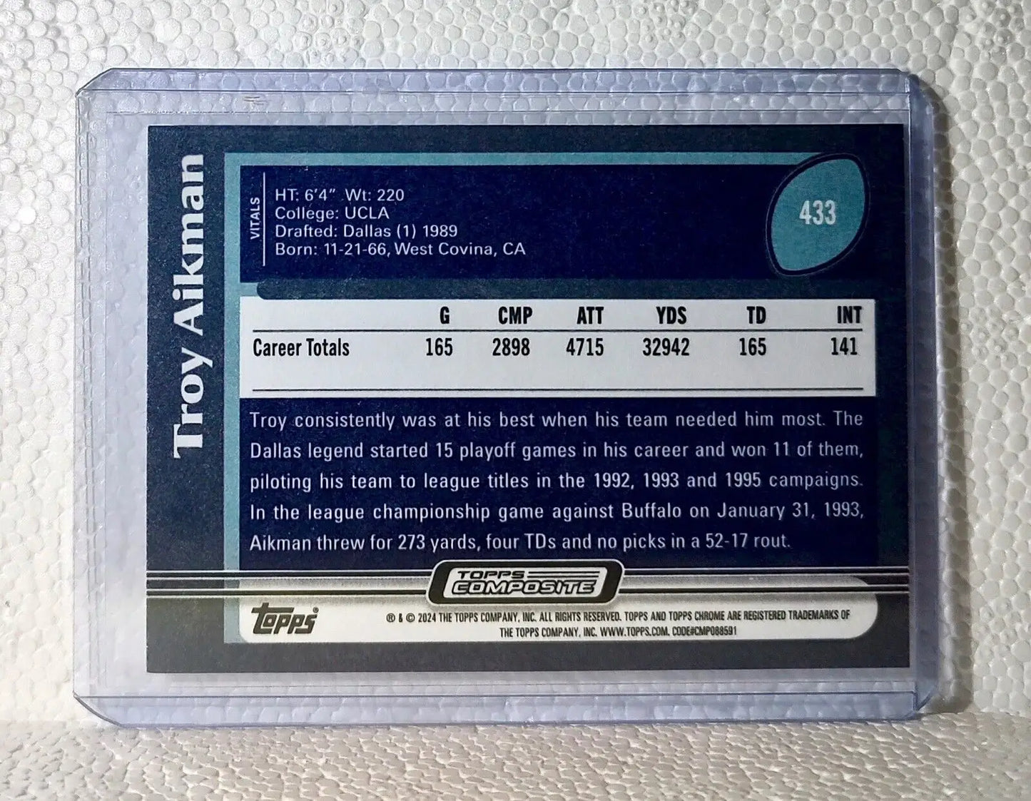 2023 Troy Aikman Topps Composite NFL #433 Football Card Dallas Cowboys
