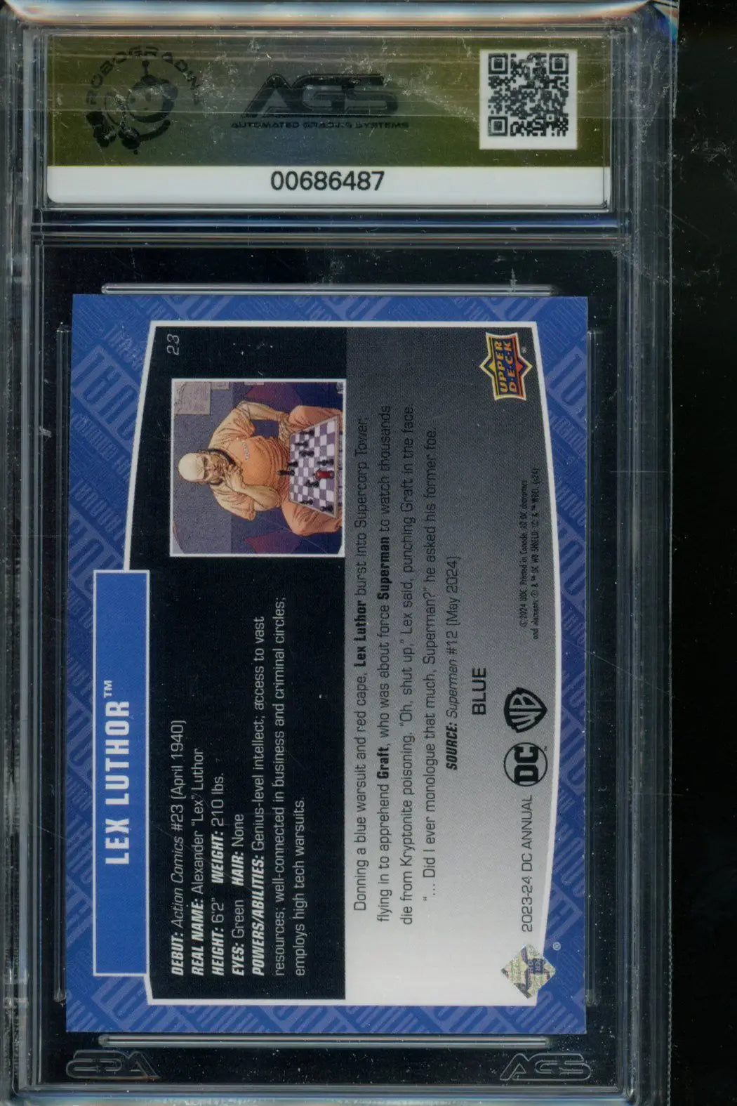 2023 Upper Deck DC Annual Lex Luthor Blue #23 AGS 10 - DC Card Single