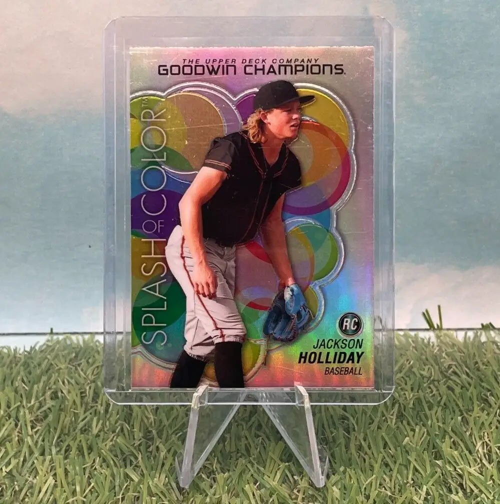Jackson Holliday baseball card from 2023 Upper Deck Goodwin Champions Platinum Splash