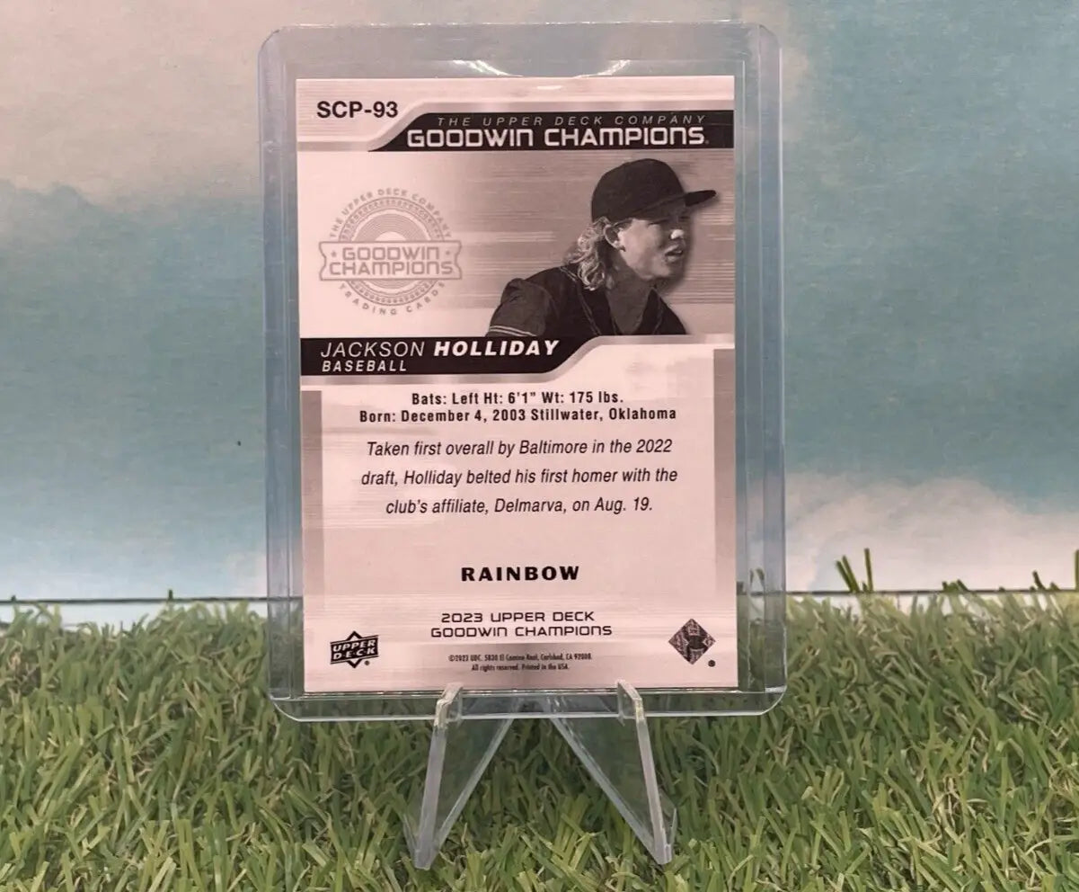 Jackson Holliday baseball card from 2023 Upper Deck Goodwin Platinum Splash series