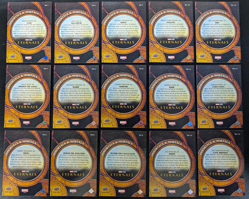 2023 Upper Deck Marvel Eternals Immortals & Mortals 15 Card Set IM-1 to IM-15 - Marvel Card Single