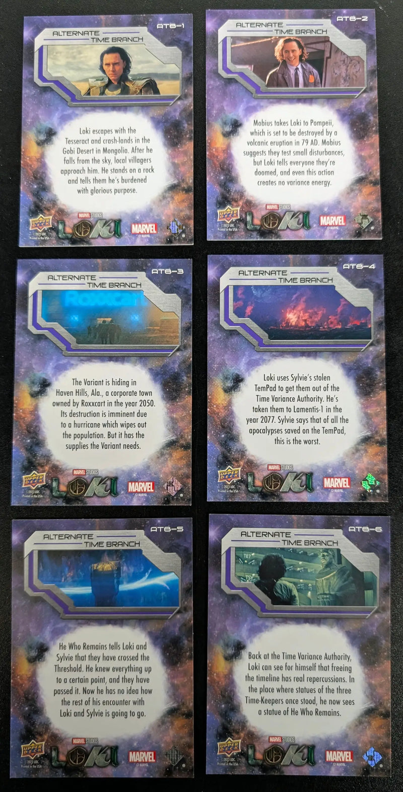 2023 Upper Deck Marvel Loki Alternate Time Branch Card Chase Set ATB-1 to ATB-6 - Marvel Card Single