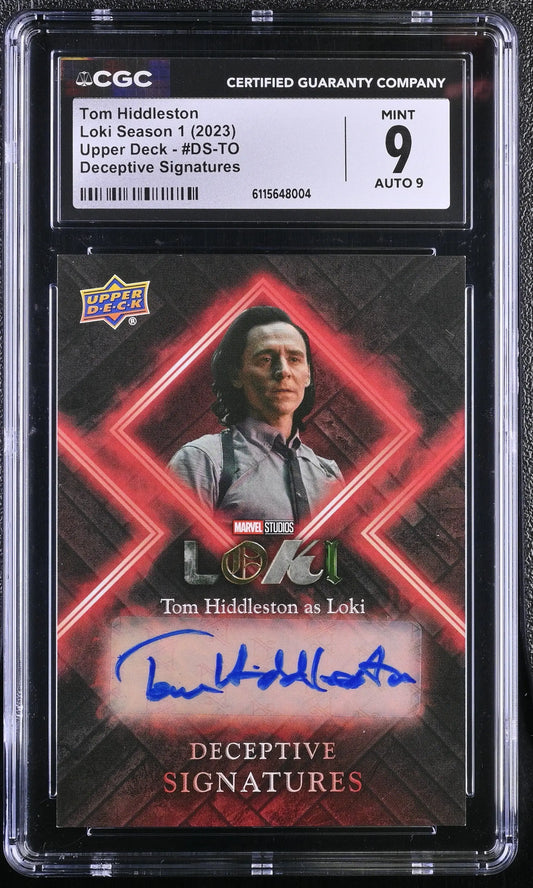 2023 Upper Deck Marvel Loki DS-TO Tom Hiddleston Autograph Card CGC 9 Mint - Marvel Card Single