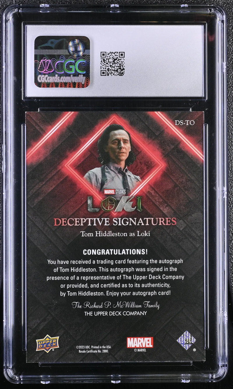 2023 Upper Deck Marvel Loki DS-TO Tom Hiddleston Autograph Card CGC 9 Mint - Marvel Card Single
