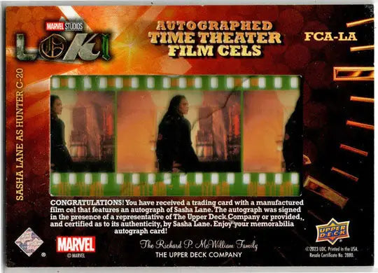 2023 Upper Deck Marvel Loki FCA-LA Sasha Lane Autograph Film Cel Card - Non-Sport Single
