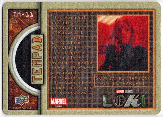 2023 Upper Deck Marvel Loki Tempad Metal Card TM-11 Sophia Di Martino As Variant - Non-Sports Card Single
