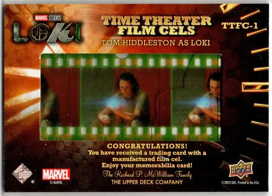 2023 Upper Deck Marvel Loki Time Theater Film Cels Card TTFC-1 Tom Hiddleston - Non-Sport Single