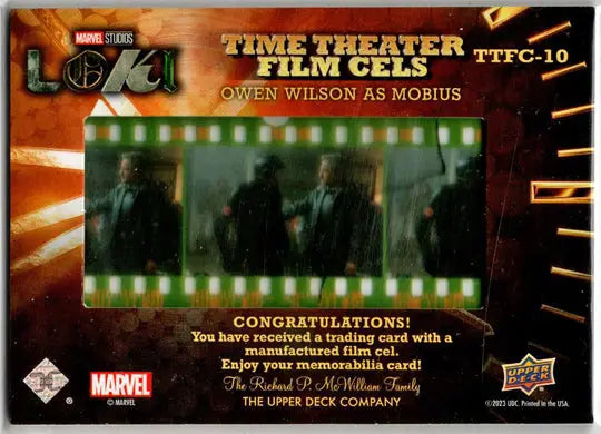 2023 Upper Deck Marvel Loki Time Theater Film Cels Card TTFC-10 Owen Wilson - Non-Sport Single