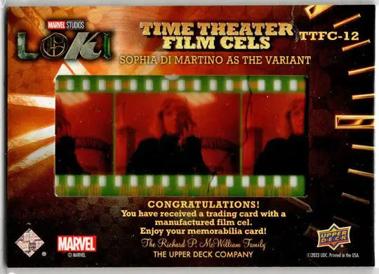 2023 Upper Deck Marvel Loki Time Theater Film Cels Card TTFC-12 S. Di Martino - Non-Sport Single