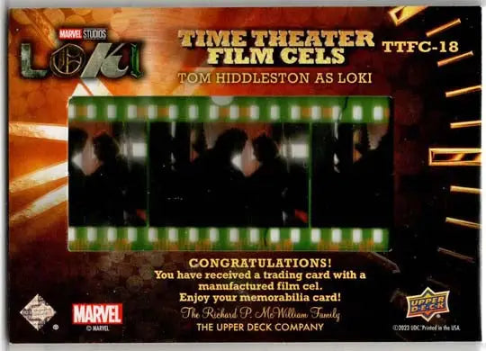 2023 Upper Deck Marvel Loki Time Theater Film Cels Card TTFC-18 Tom Hiddleston - Non-Sport Single