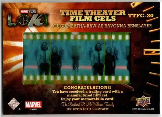 2023 Upper Deck Marvel Loki Time Theater Film Cels Card TTFC-20 Gugu Mbatha-Raw - Non-Sport Single