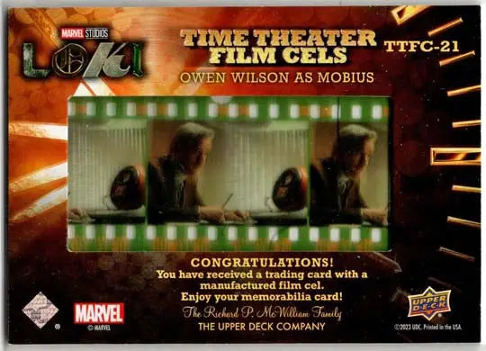 2023 Upper Deck Marvel Loki Time Theater Film Cels Card TTFC-21 Owen Wilson - Non-Sport Single