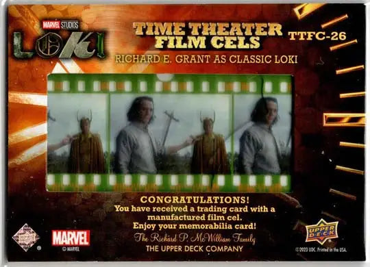 2023 Upper Deck Marvel Loki Time Theater Film Cels Card TTFC-26 Richard E. Grant - Non-Sport Single
