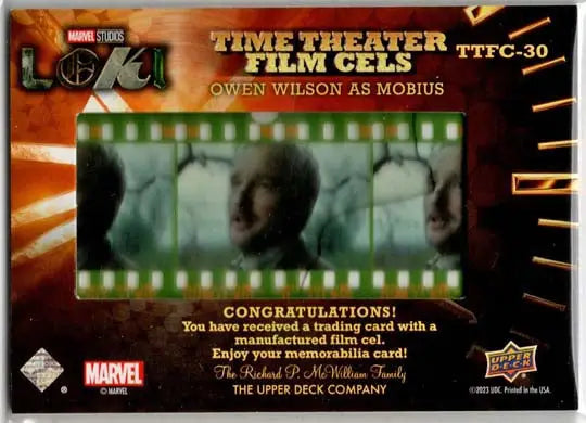 2023 Upper Deck Marvel Loki Time Theater Film Cels Card TTFC-30 Owen Wilson - Non-Sport Single
