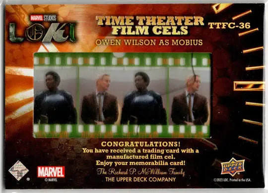 2023 Upper Deck Marvel Loki Time Theater Film Cels Card TTFC-36 Owen Wilson - Non-Sport Single