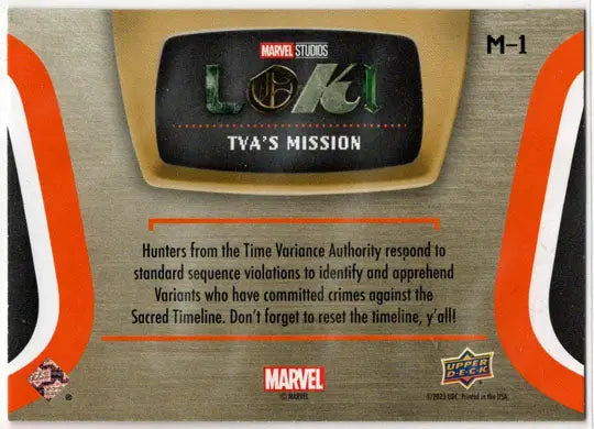 2023 Upper Deck Marvel Loki TVA’s Mission Insert Card M-1 The Threat Of Variants - Non-Sport Single