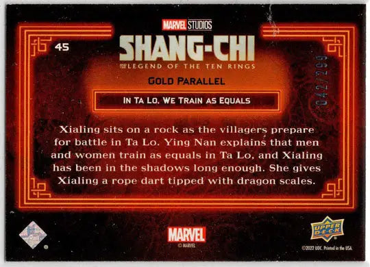 2023 Upper Deck Marvel Shang-Chi Gold Parallel Card 45 ’In Ta Lo We Train” /299 - Marvel Card Single