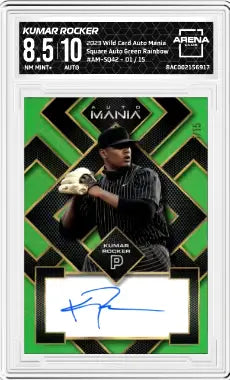 2023 Wild Card Auto Mania Kumar Rocker Square Auto Green Rainbow 1/15 AC 8.5/10 - Baseball Card Single