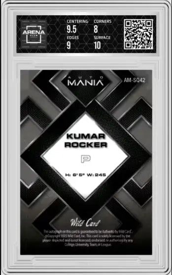 2023 Wild Card Auto Mania Kumar Rocker Square Auto Green Rainbow 1/15 AC 8.5/10 - Baseball Card Single
