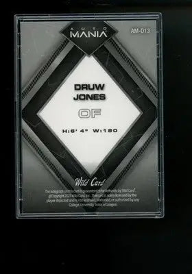 2023 Wild Card Druw Jones #AM-D13 50/50 Baseball - Baseball Card Single