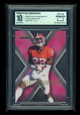 2023 Wild Card National VIP X-Plode Black Pink Trenton Simpson #XPN-42 3/5 AC 10 - Football Card Single