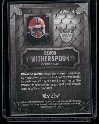 2023 Wild Card National WWN Devon Witherspoon #WWN-14 3/8 Football - Football Card Single