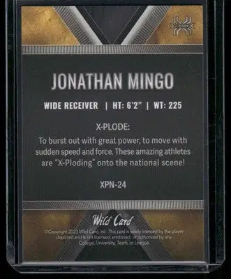 2023 Wild Card National X-Plode Jonathan Mingo #XPN-24 2/2 Football - Football Card Single