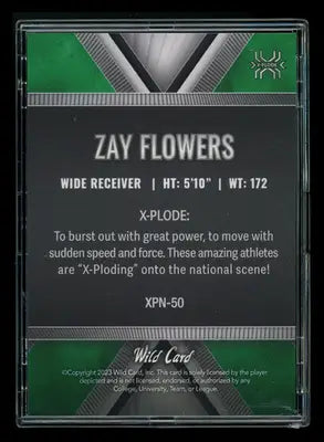 2023 Wild Card National X-Plode Zay Flowers #XPN-50 8/8 Football - Football Card Single