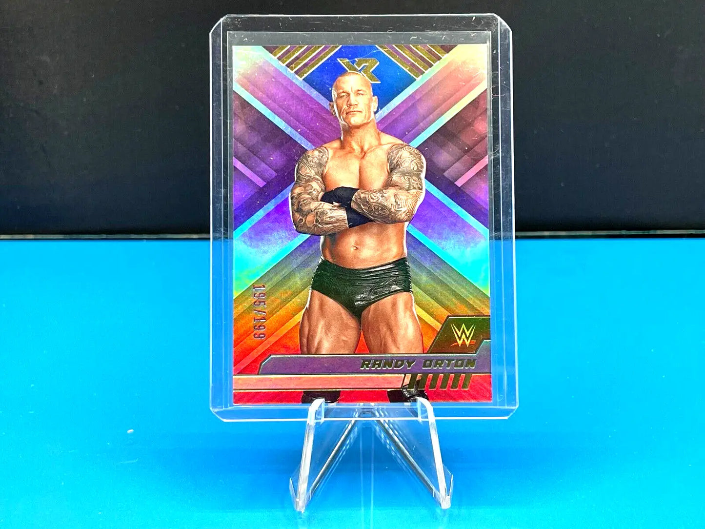 Randy Orton Pink trading card from 2023 WWE Chronicles XR #195/199 collectible