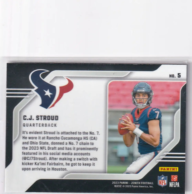 2023 ZENITH CJ STROUD BEHIND THE NUMBERS- HOUSTON TEXANS