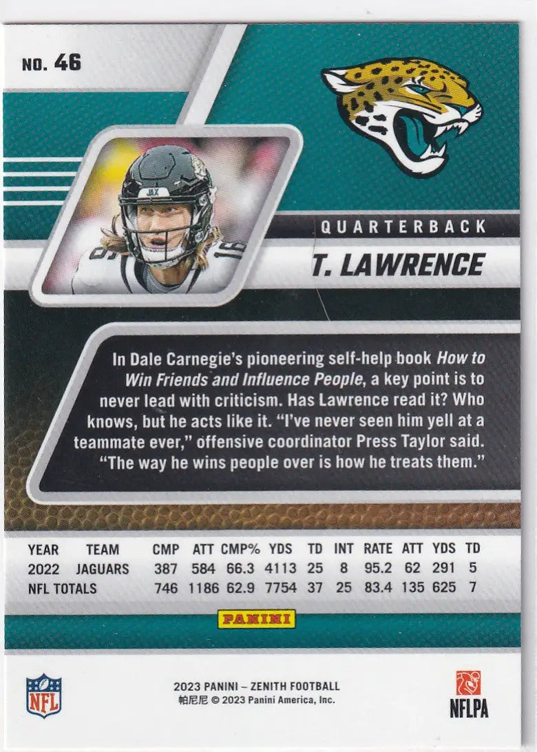 2023 ZENTIH #46 TREVOR LAWRENCE RED- JACKSONVILLIE JAGUARS