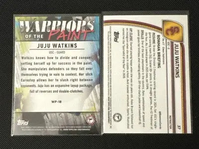 Two Bowman U Chrome JuJu Watkins trading cards side-by-side, featuring chrome JuJu Watkins design