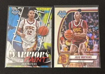 Two Bowman U Chrome Juju Watkins trading cards including chrome Juju Watkins refractor