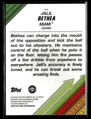 2024-25 Bowman Univ Chrome #F-7 Jalil Bethea Facilitators Blue Refractor #/150 - Basketball Card Single