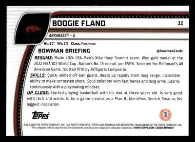 2024-25 Bowman University Chrome #11 Boogie Fland - Basketball Card Single