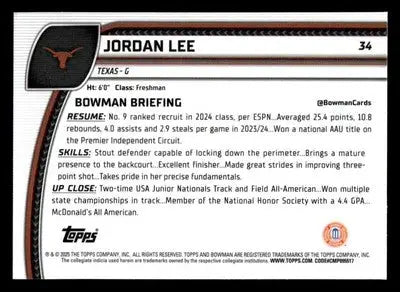 2024-25 Bowman University Chrome #34 Jordan Lee X-Fractor - Basketball Card Single