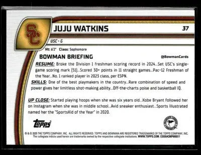 2024-25 Bowman University Chrome #37 Juju Watkins - Basketball Card Single