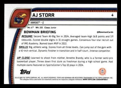 2024-25 Bowman University Chrome #4 AJ Storr - Basketball Card Single
